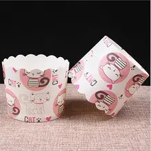 50 unids/lote Encantador lindo gato de papel copa de pastel Muffin pan herramientas moldes de la magdalena de la hornada del molde herramientas