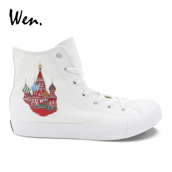 

Wen High Top White Vulcanized Shoes Design Colored Russia Saint Basil's Cathedral Lace Up Casual Flat Man Woman Canvas Sneakers