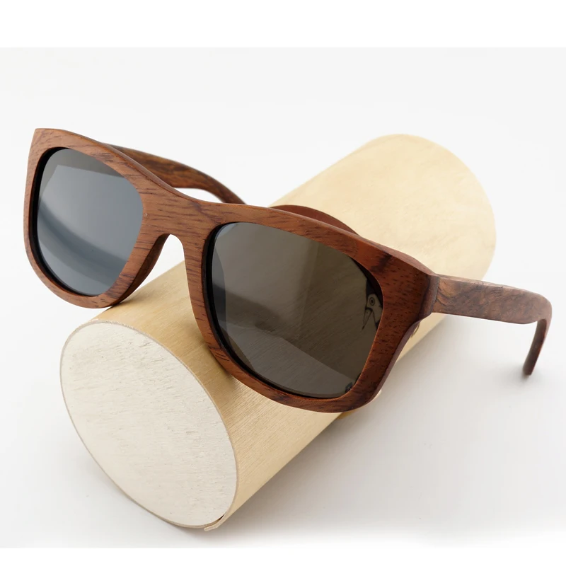 BOBO BIRD AG008a Handmade Red Sandalwood Super Vintage Sunglasses Women Brand Designer Gray Polarized Len Wooden