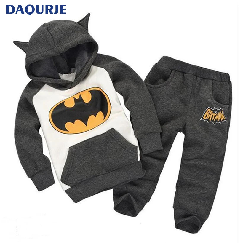 

Hot 2017 Winter Batman baby boys clothing set 2-6Y Kids children hoodies thicken winter warm clothes boys girls sets new arrival