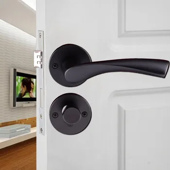 

Black space aluminum treasure bedroom room rose handle interior wooden door lock handle on rose
