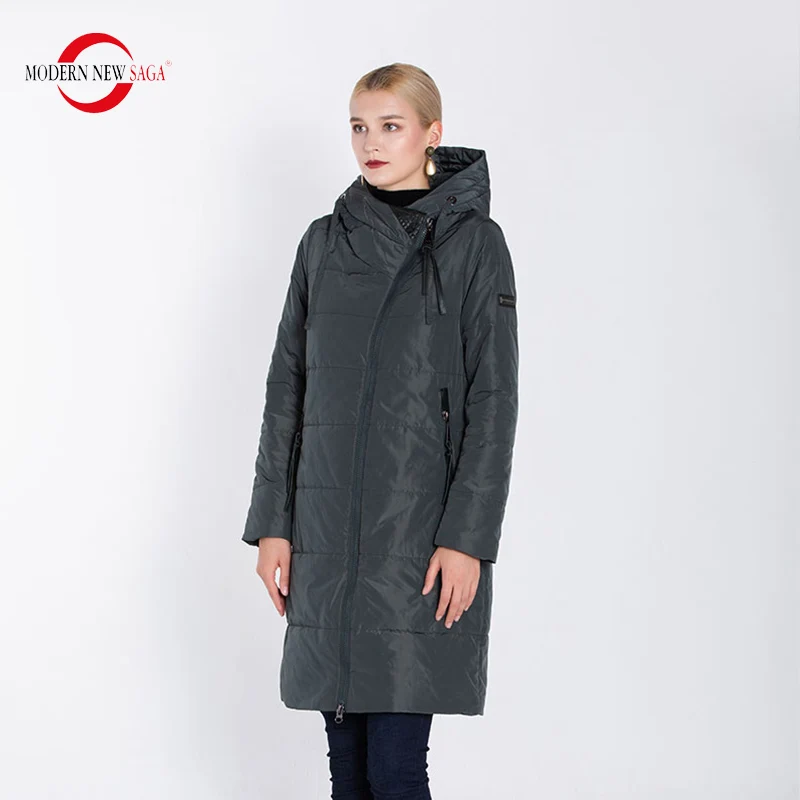 MODERN NEW SAGA Women Long Style Coat And Jacket Winter Warm Parkas Female Solid Zipper Outerwear Casacos De Inverno Feminino