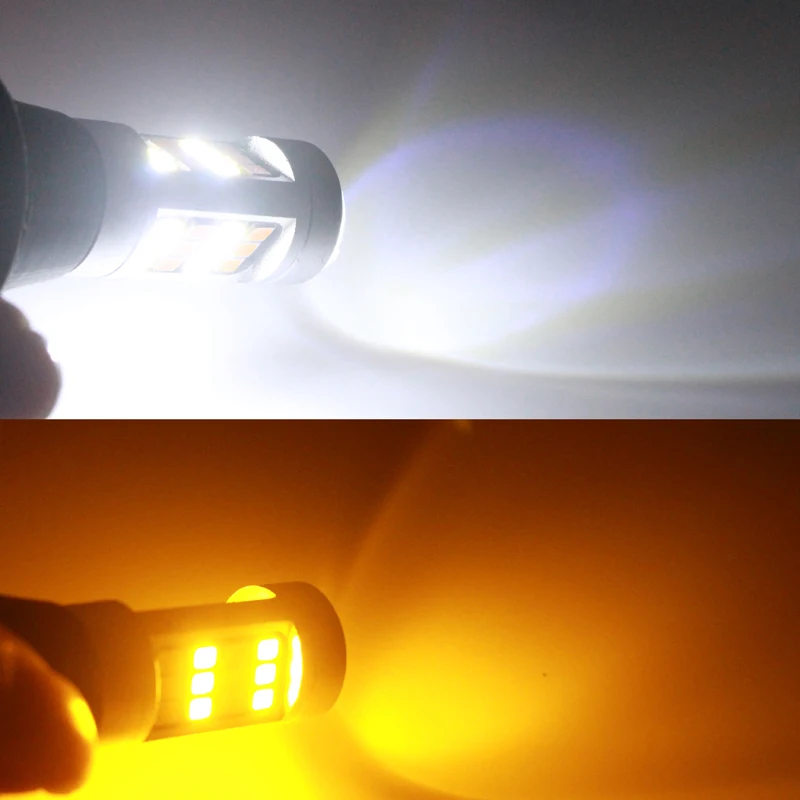 

YIJINSHENG T20 Led 42 SMD High Power Daytime Running Light+Turn Signal DRL Dual Mode 1156 T20 T25 7440 SMD WY21W Running Lamps