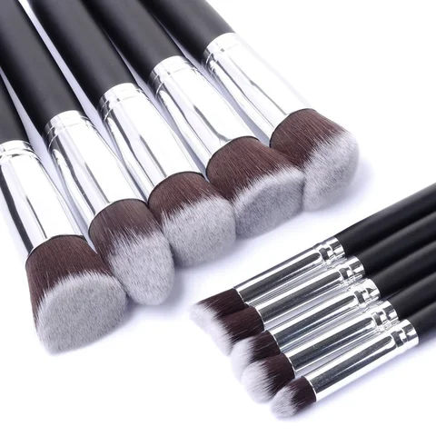 Arrive 10 pcs Synthetic Kabuki Makeup Brush Set Cosmetics Foundation blending blush makeup tool