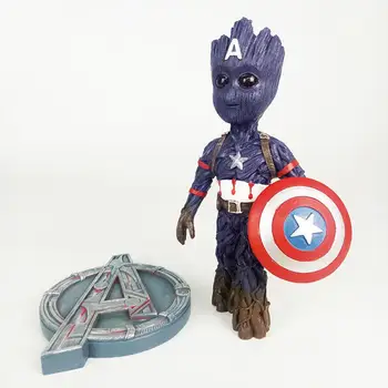 

Marvel Avengers: Infinity War Galaxy Groot Change to American Captain Action Figure Toy Super Hero PVC Modle Doll For Kids Gifts