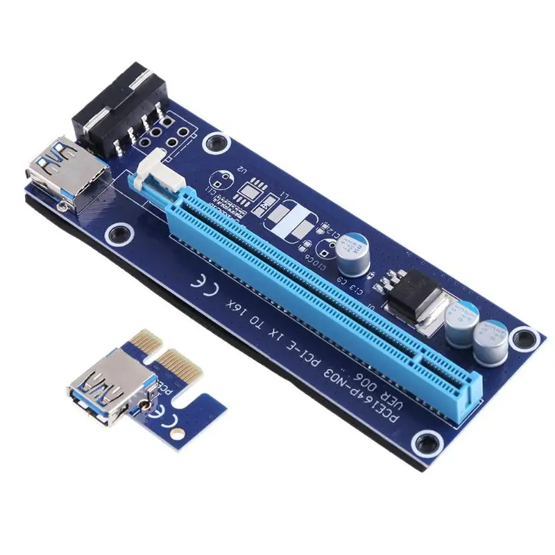 Pci-e PCI Express Riser Card 1x To 16x Extender Card USB3.0 Cable SATA To 4pin Molex Power Cable Kit For Bitcoin Mining Miner