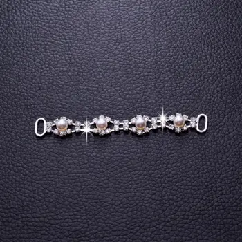 

10pcs Rhinestones Buckles Metal Diamante DIY Hair Accessory Bling Wedding White Pearl Buckle for Shoes Bag Swimming wear BK-12