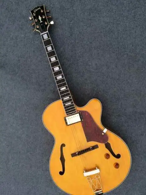 

New Jazz electric guitar ebony fingerboard /fretside binding semi hollow body ES 175 l-5 Model in yellow 150919