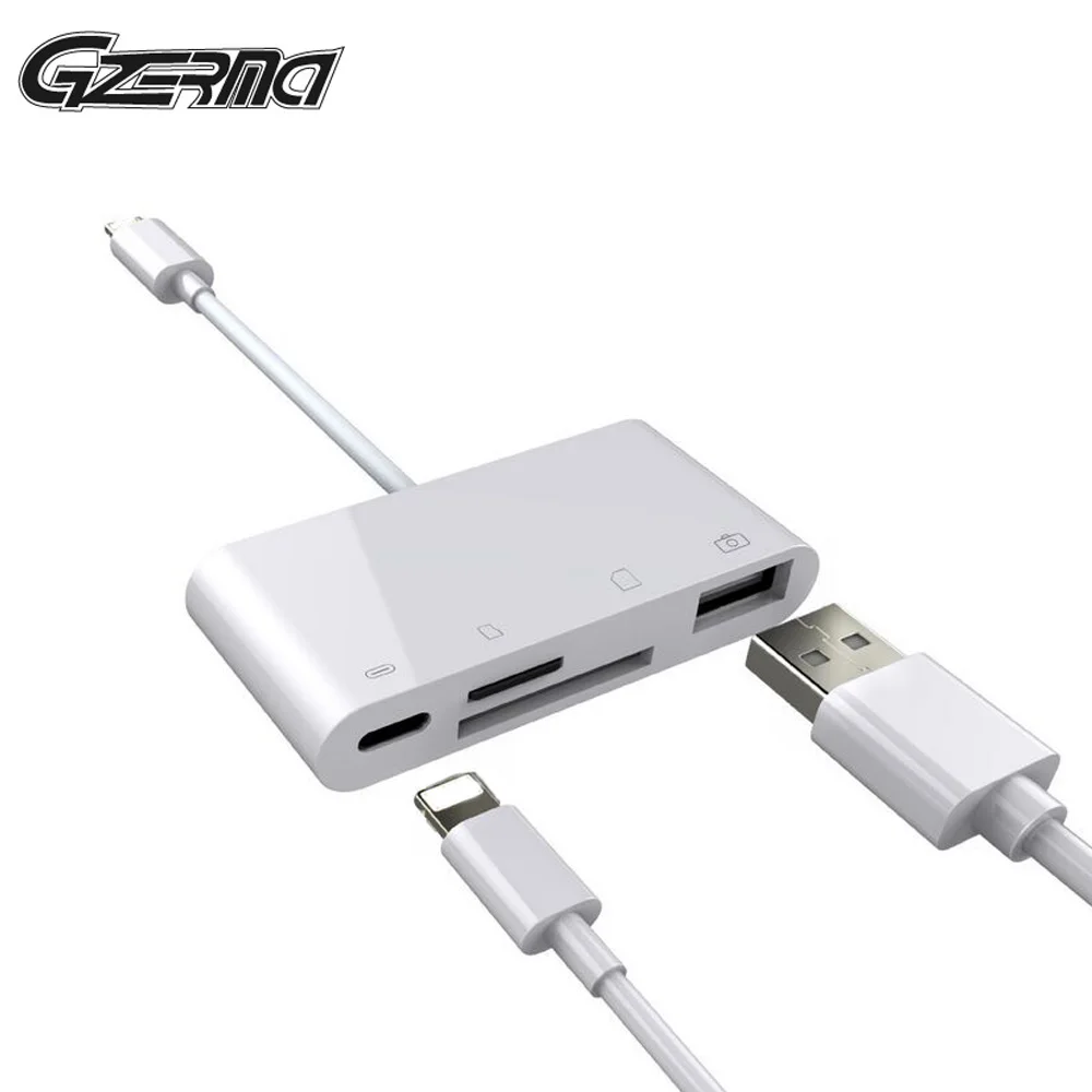 

4 in 1 SD TF Card Reader Camera OTG Cable Adapter Converter Charger Connection Kit Data Sync For iPhone X 8 7 iPad For Lightning
