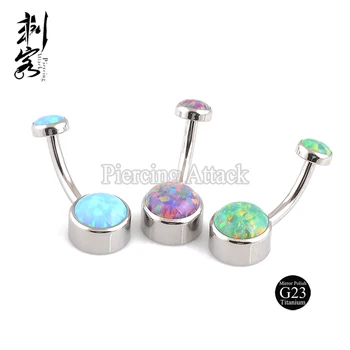 

Titanium Internal Thread Opal Gem Navel Ring Belly Ring 1.6*10*5/8mm Lot of 3pcs Titanium Body Jewelry