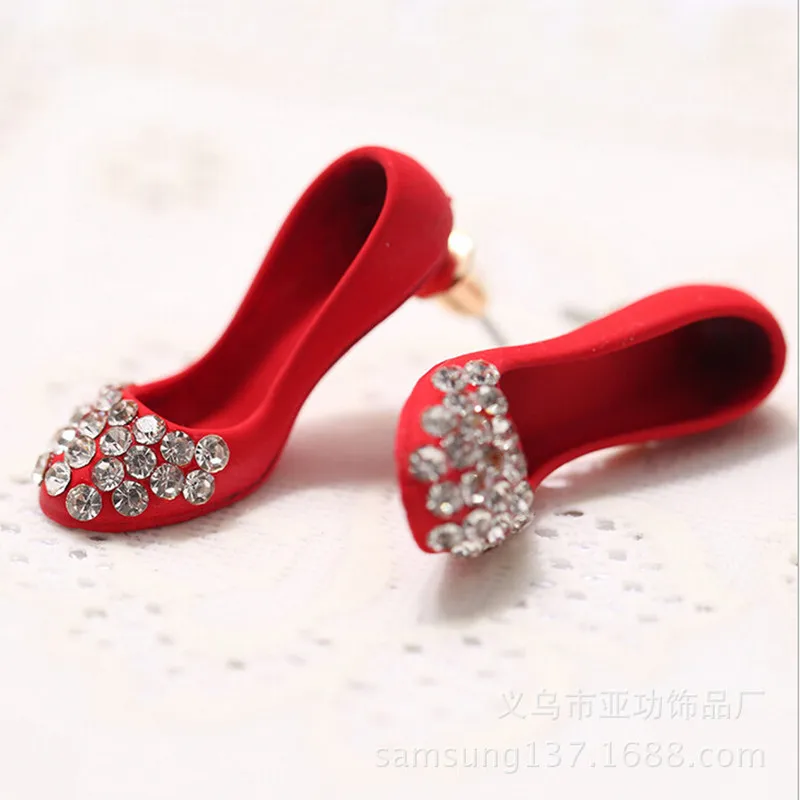 

Personality High Heels Crystal Earrings Funny Women's Creative Fashion Rhinestone Puncture Jewelry Birthday Gifts For Girlfriend