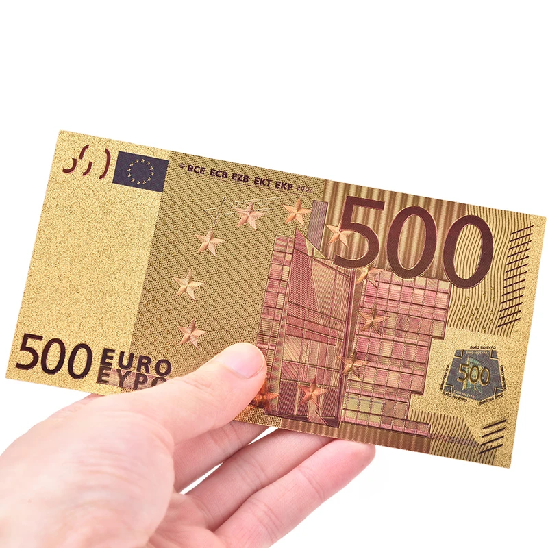 7 шт./лот 5 10 20 50 100 200 500 EUR золотые банкноты в центре сообщений в течение 24K Gold поддельные бумажные деньги для сбора Банкноты евро наборы для ухода за кожей