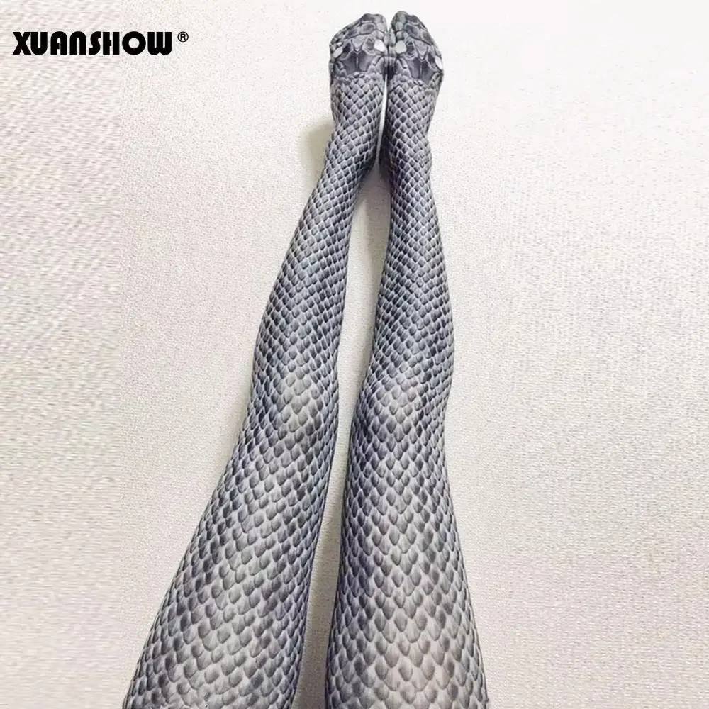 Женские колготки со змеиным принтом XUANSHOW сексуальные для ночного клуба Rajstopy