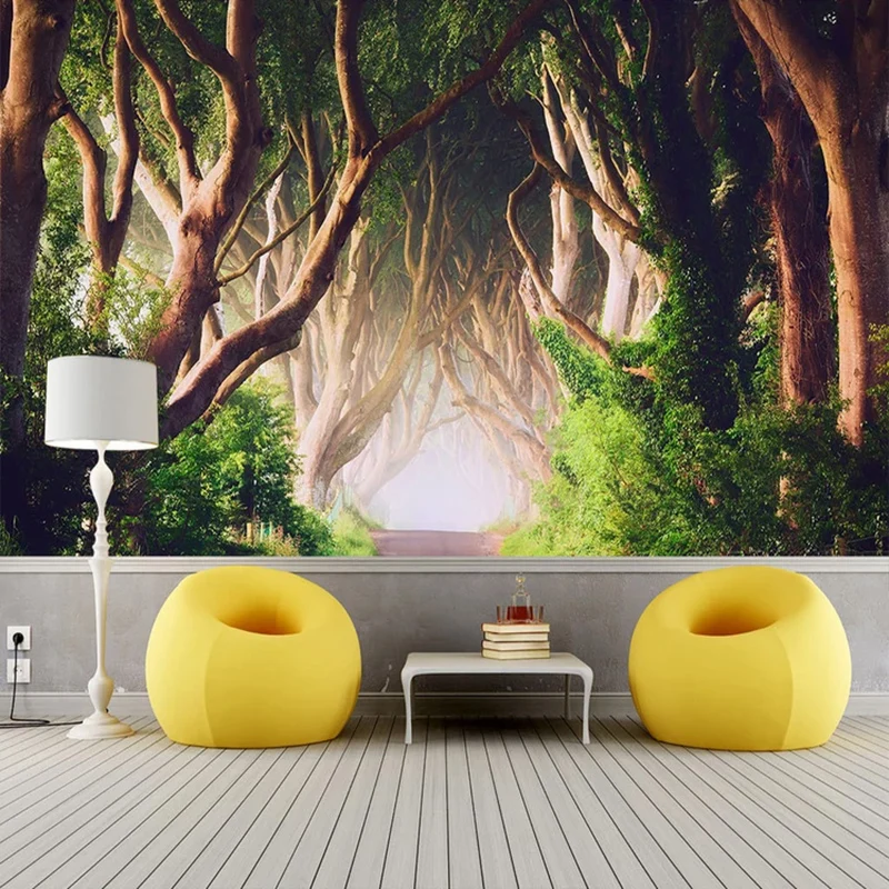 Фотообои 3D лес природа пейзаж фотообои гостиная ТВ диван спальня фоновая стена