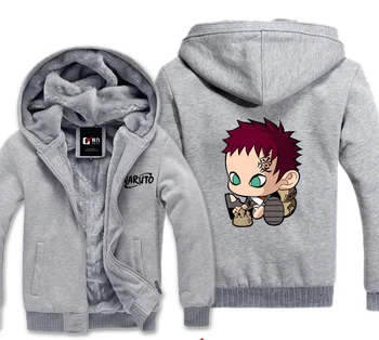 

Naruto Gaara Winter Hoodies Sweatshirt Men Casual Male Jackets Hoody Cloak Shawl Men Cloth Keep Warm Sabaku No Gaara Gray