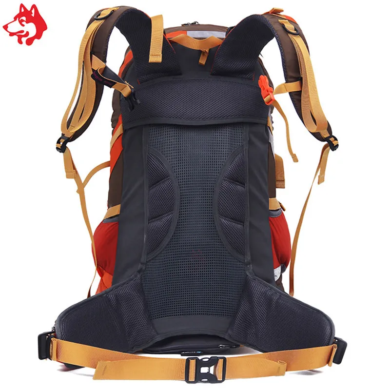 50L Hot Sale Yellow/Brown/Blue Waterproof Multifunctional Camping Backpack bag with Splicing color hiking backpack