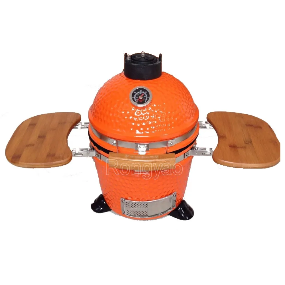 

Black and Orange Mini 12" Ceramic Charcoal BBQ Grill, baking grill