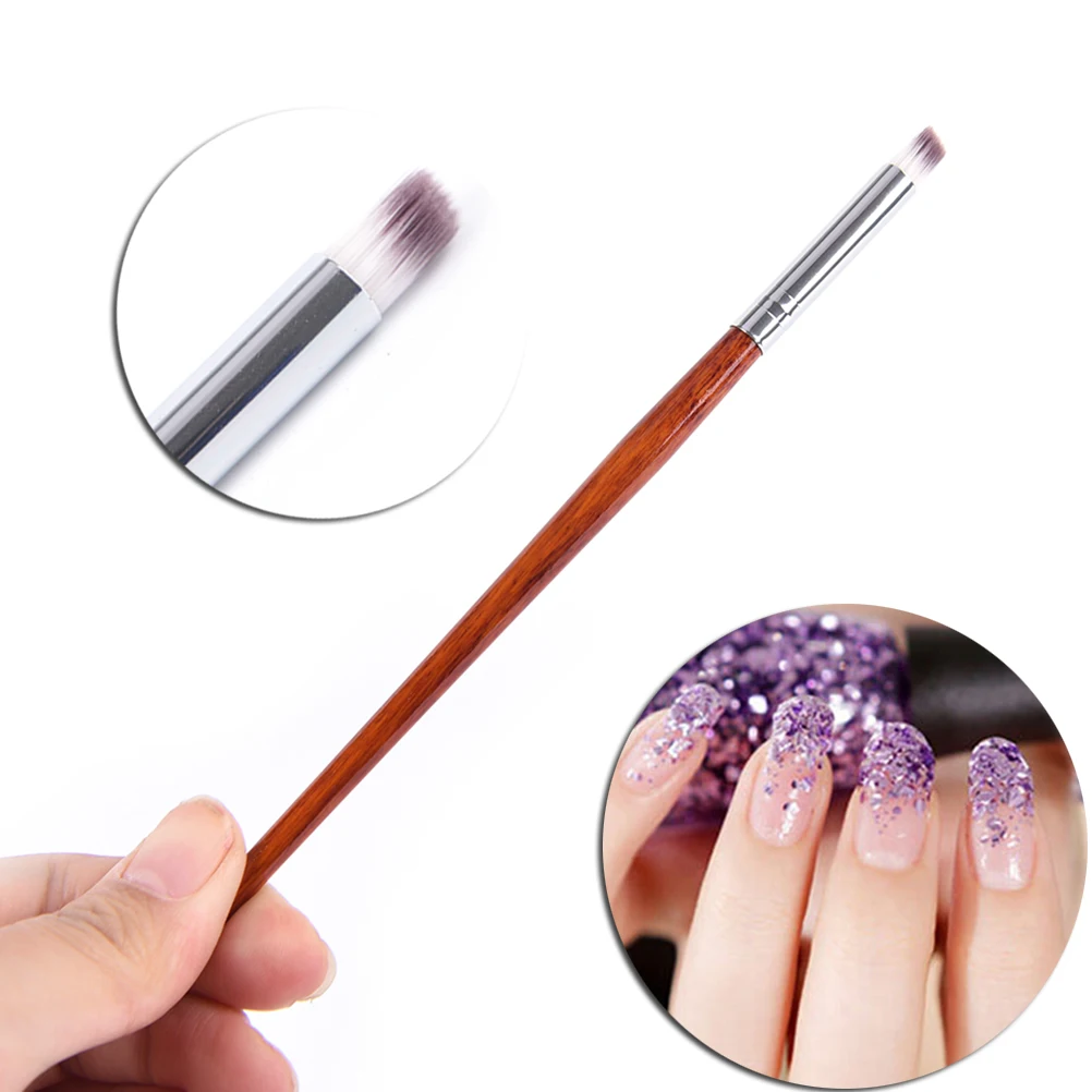 NEW   16cm Nail Art Gradient Dizzy Dye Brush Wood Handle Angled Nail Brush Professional Gel Acrylic Nail Art Brush