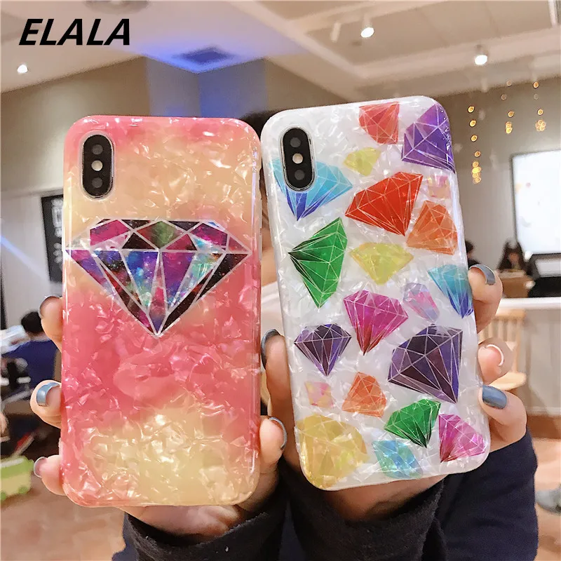 Чехол Elala Marble для iPhone 7 8 Plus милый эпоксидный силиконовый чехол с разноцветными