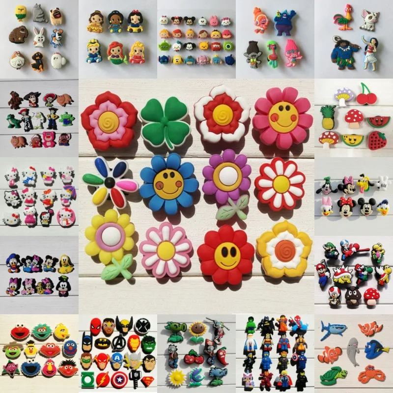 

5000pcs Cartoon Shoe Charms Mickey Avenger Deadpool Unicorns Shoes Accessories Buckles Fit Wristband Croc Charms JIBZ Kids Gift