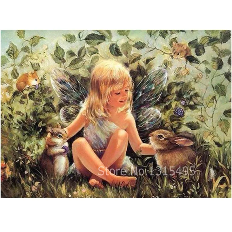 

Bead embroidery kits crafts diamond mosaic painting angel 40*30cm 5d round Rubik Cube drill full picture pastes needlework N001