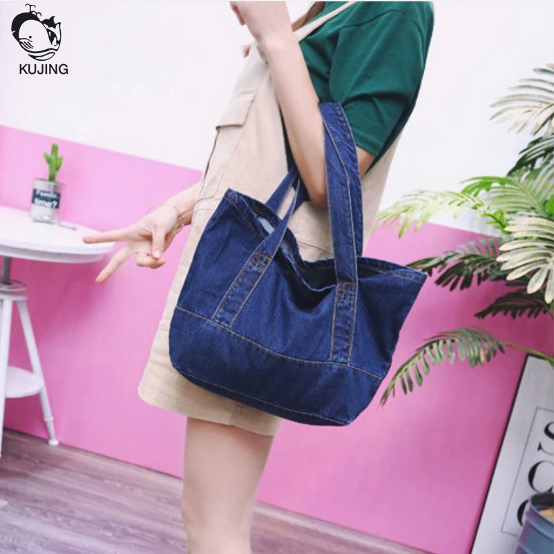 

KUJING Handbags High Quality Cowboy Large Capacity Single Shoulder Bag Free Shipping Travel Shopping Casual Handbag Women Bag