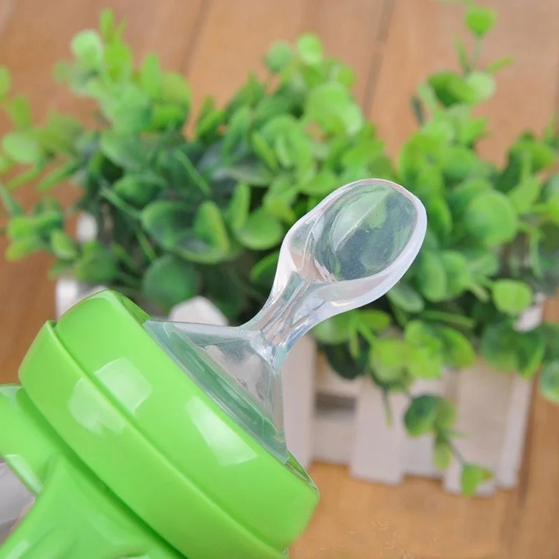 Cute Wide Mouth Silicon Nipple Rice Cereal Feeding Bottle