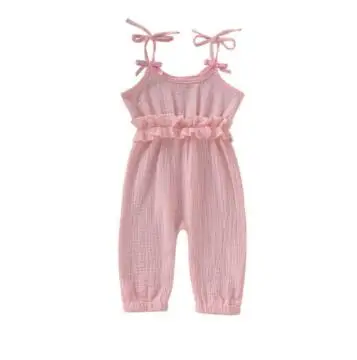 Pudcoco/Одежда для маленьких девочек детский комбинезон для маленьких девочек с оборками, однотонный наряд с комбинезоном без рукавов - Цвет: L