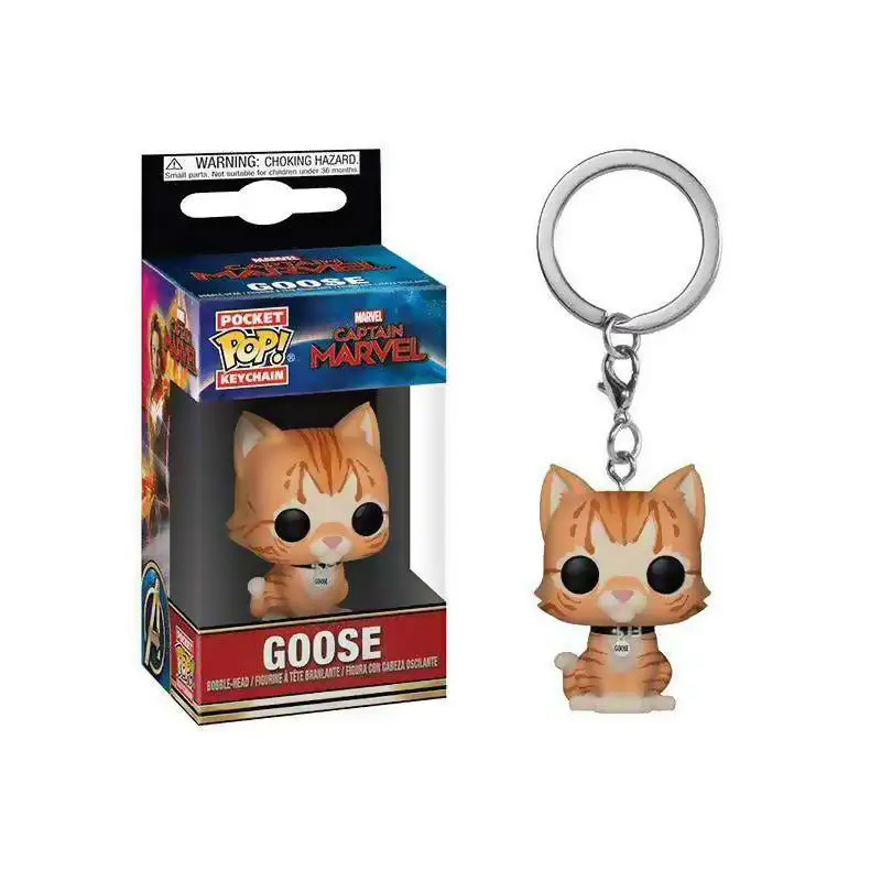 

FUNKO POP Marvel Avengers Pocket Keychain The Cat Goose PVC Action Figure Collection Toys for Children Christmas Gift with box
