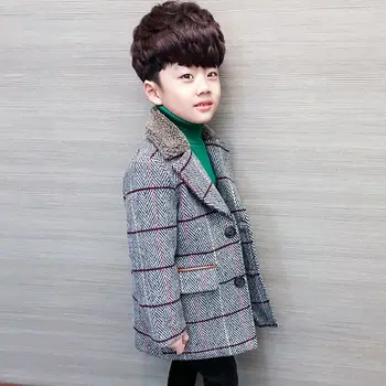 

2020 Winter Spring Boys Plus Velvet Thick Fashion Wool Coat