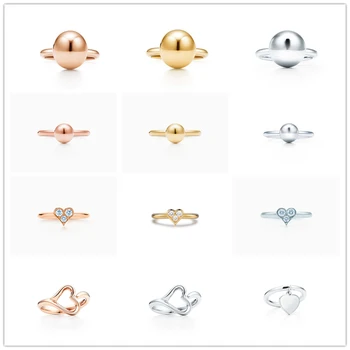 

SHINETUNG Original 100% S925 Sterling Silver Spherosome Heart-Shape Trendy Rings Women Logo Fine High-End Jewelry Free Shipping