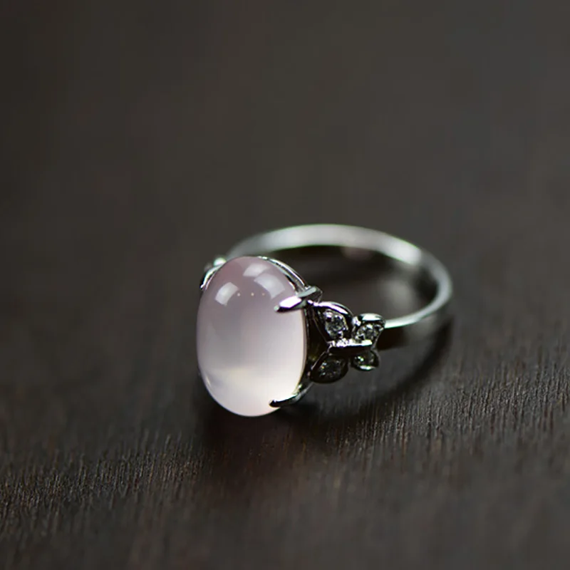 Genuine Solid Ring Silver 925 Rings Rose Quartz Wedding