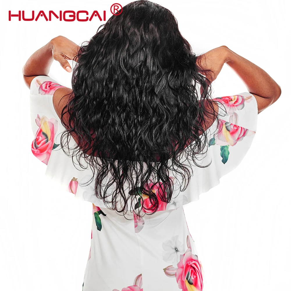 Huangcai волосы бразильские волнистые волосы 100% человеческие волосы пучки ткет Натуральные Цветные наращивания волос не Реми бесплатная