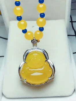 

C42#925 silver inlaid natural chalcedony sweater chain, the jade face is clean and translucent