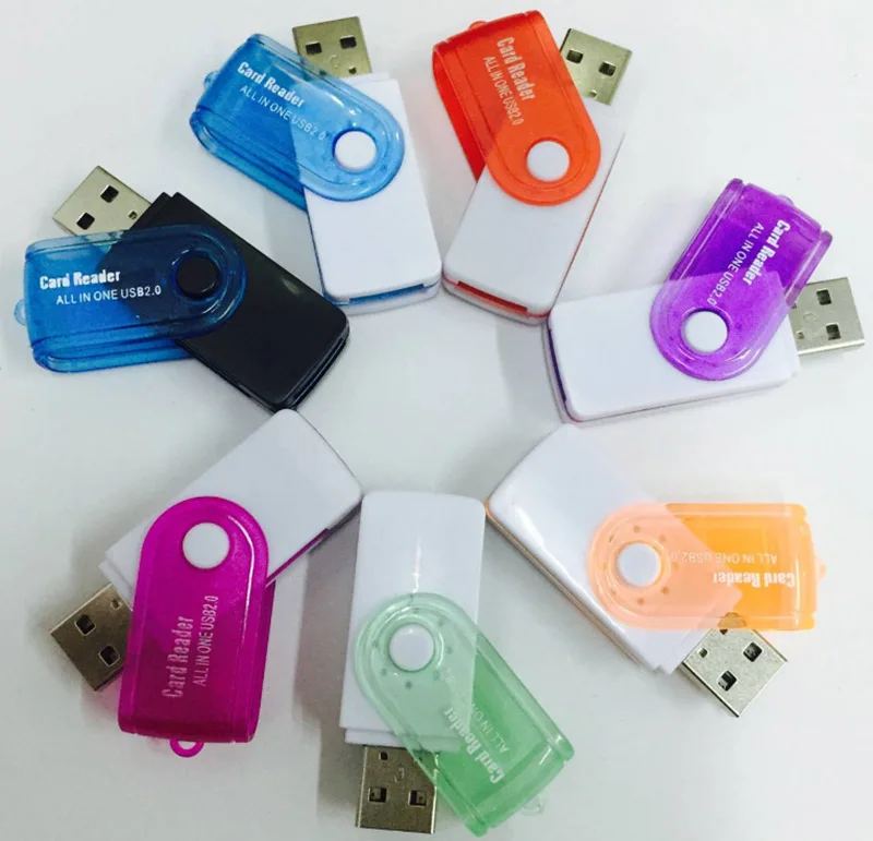 New Swivel All In One Memory Card Reader Adapter USB 2.0 T-Flash Multi Slot For SD/TF M2 MMC SDHC MS New Swivel All In One Memory Card Reader Adapter USB 2.0 T-Flash Multi Slot For SD/TF M2 MMC SDHC MS