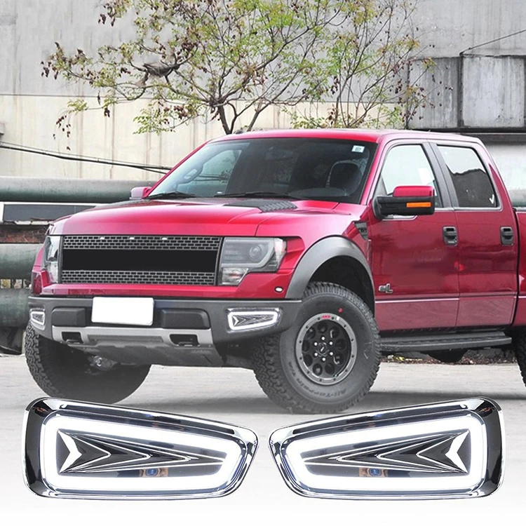 Okeen автомобиль мигает Габаритные огни для ford f150 2009-2014 туман крышка лампы 12 В ABS DRL с желтым указатели поворота