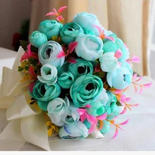 Искусственное свадебное оформление в стиле tiffany blue букет Искусственные цветы для невесты Брошь букет Свадебный букет невесты букеты