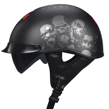 Vcoros Carbon Fiber Half Face Motocycle Helmet With Removable&Washable Pad Retro Man Women Helmet DOT Certification Vcoros Carbon Fiber Half Face Motocycle Helmet With Removable&Washable Pad Retro Man Women Helmet DOT Certification