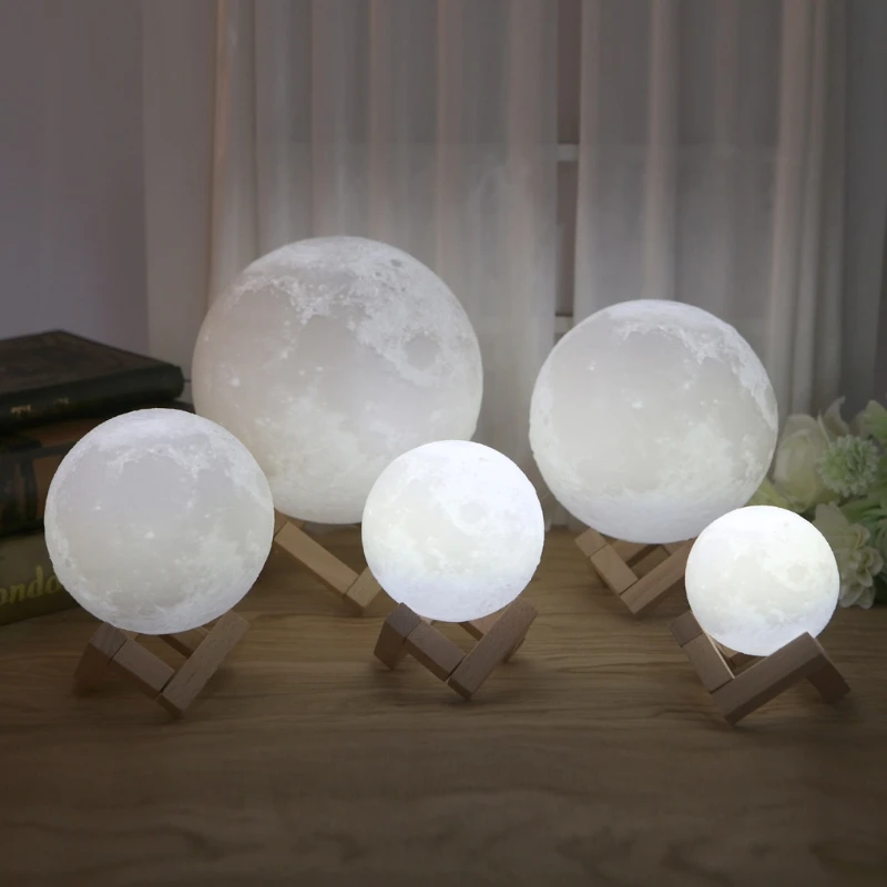 Перезаряжаемый 3D магический светодиодный светильник Luna ночник настольная лампа