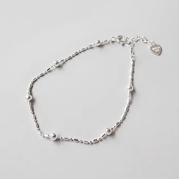 

925 Sterling Silver Bracelet Heart Bucket-shaped Beaded Student Fine Jewelry Bijouterie Chain Bracelets for Women WDB032