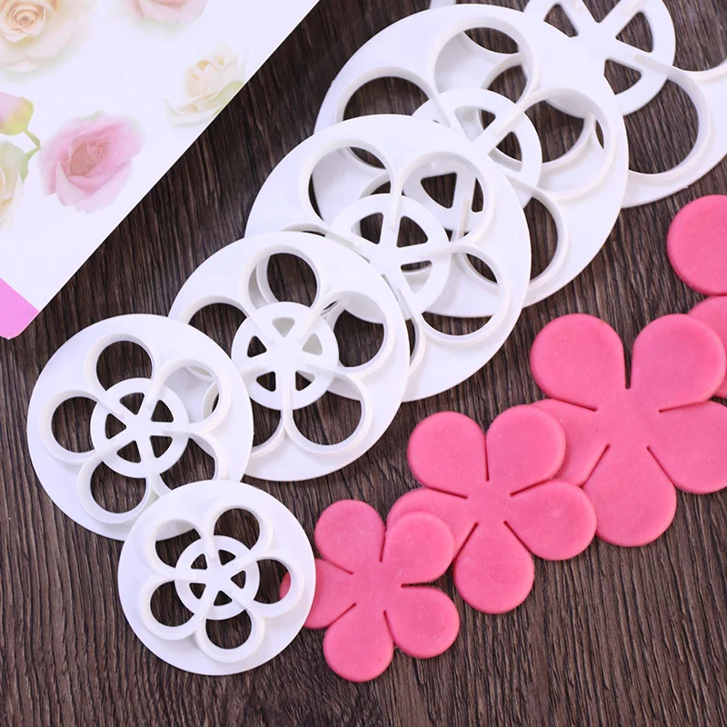 

1set/6Pcs Rose Flower Petal Shape Plungers Cutters Decorating Tools For Cake Sugarcraft Fondant Cookies Confectionery Tools