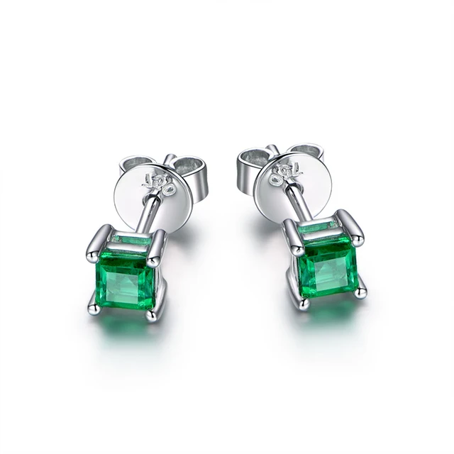 Emerald Ear Studs 18k Yellow White Rose Gold Earring Bridal Emerald Ear Studs 18k Yellow White Rose Gold Earring Bridal For Party Trendy