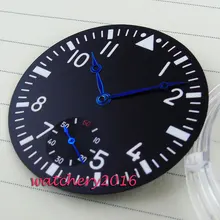 38,9 мм Parnis черный циферблат синие руки fit 6498 move мужские часы t циферблат+ рука