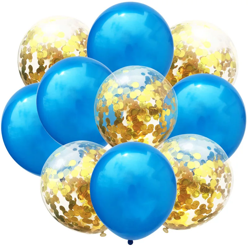 10 шт./лот 12 дюймов латексные шары и цветные Конфетти украшения для дня рождения смешанные розы Свадебные украшения Гелиевый шар - Цвет: Blue and Gold