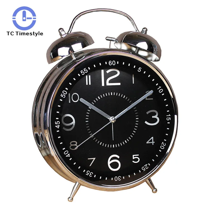 8 Inches Alarm Clock Retro Watch Table Metal Ringing Bell Digital Table Alarm Clocks Living Room Bedroom Home Decor