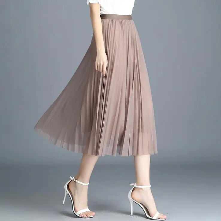 Cintura Fiesta blanco Sólido Alta Elegante Faldas Colo 5 Elástico marrón Mujeres Negro gris Plisada Envío 2018 Falda Gasa Del Verano De Maxi Larga Tamaño az47v4qg