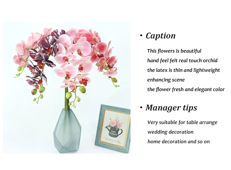 JAROWN Simulation Orchid Artificial Real Touch Latex Butterfly Orchid Flowers Wedding Feast Decoration Flores Home Decor Fleur 1)