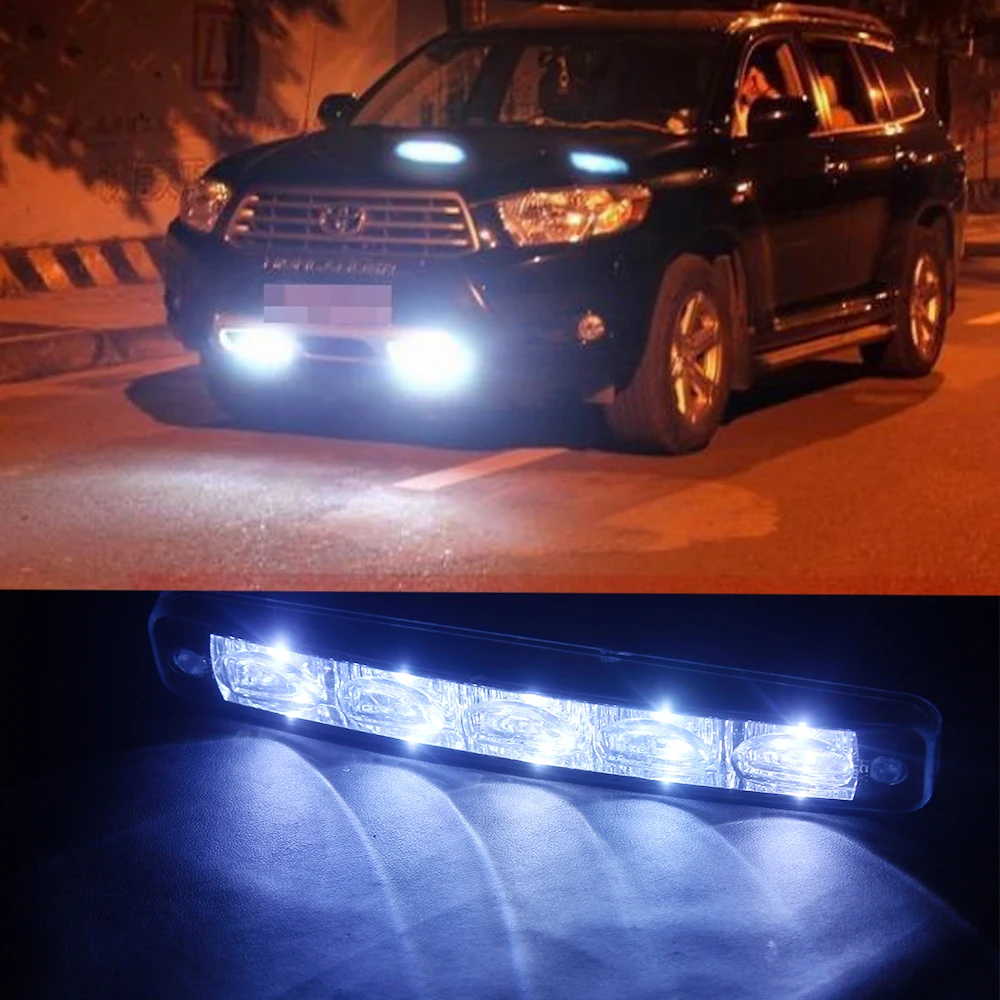 

LED DRL Car Daytime Running Light Super Bright Car Styling Universal 5 LEDs Daylight DRL Car Lights External Lights