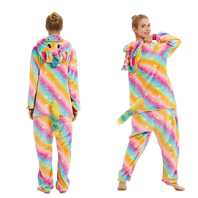 Onesie пижамы кигуруми Единорог для женщин и мужчин взрослых животных мультфильм