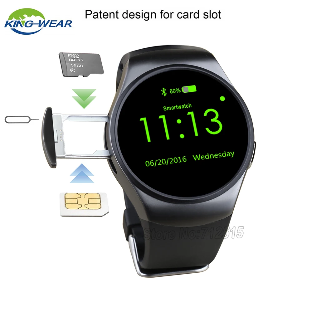 Kingwear KW18 Смарт часы Bluetooth монитор сердечного ритма умные Поддержка SIM TF карты для